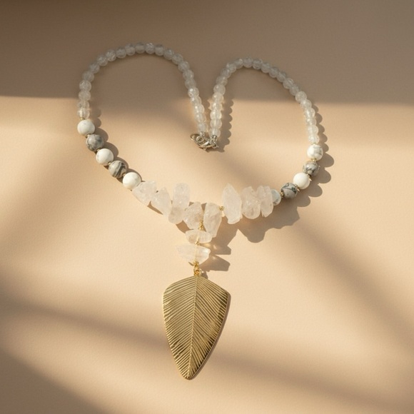 TERRA GEMMS Vault Series White Quartz Nugget Picasso Jasper Collectible Necklace - Picture 3 of 6